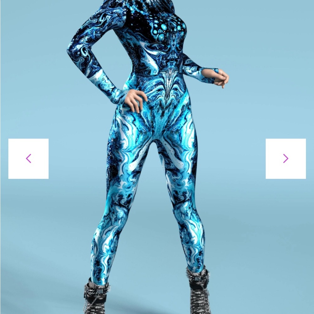 Elegant Aqua Swirl Jumpsuit